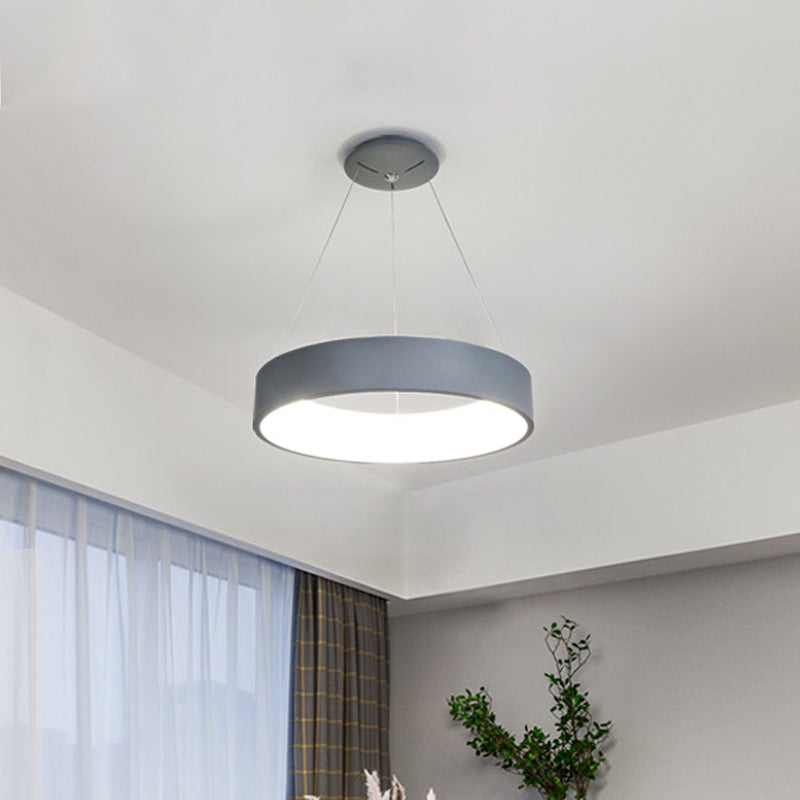 18"/23.5"/31.5" Dia Ring Ceiling Light Minimalist Metal White/Gray/Black Integrated LED Pendant Light Fixture for Dining Room Clearhalo 'Ceiling Lights' 'Modern Pendants' 'Modern' 'Pendant Lights' 'Pendants' Lighting' 1719733