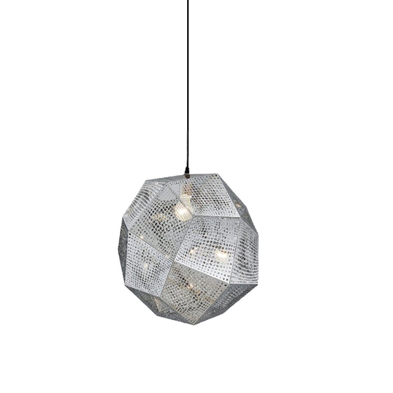 10"/12.5"/19"W Faceted Globe Pendant Lighting Contemporary Metal 1 Light Sliver/Gold/Rose Gold Hanging Ceiling Light Clearhalo 'Ceiling Lights' 'Modern Pendants' 'Modern' 'Pendant Lights' 'Pendants' Lighting' 172041