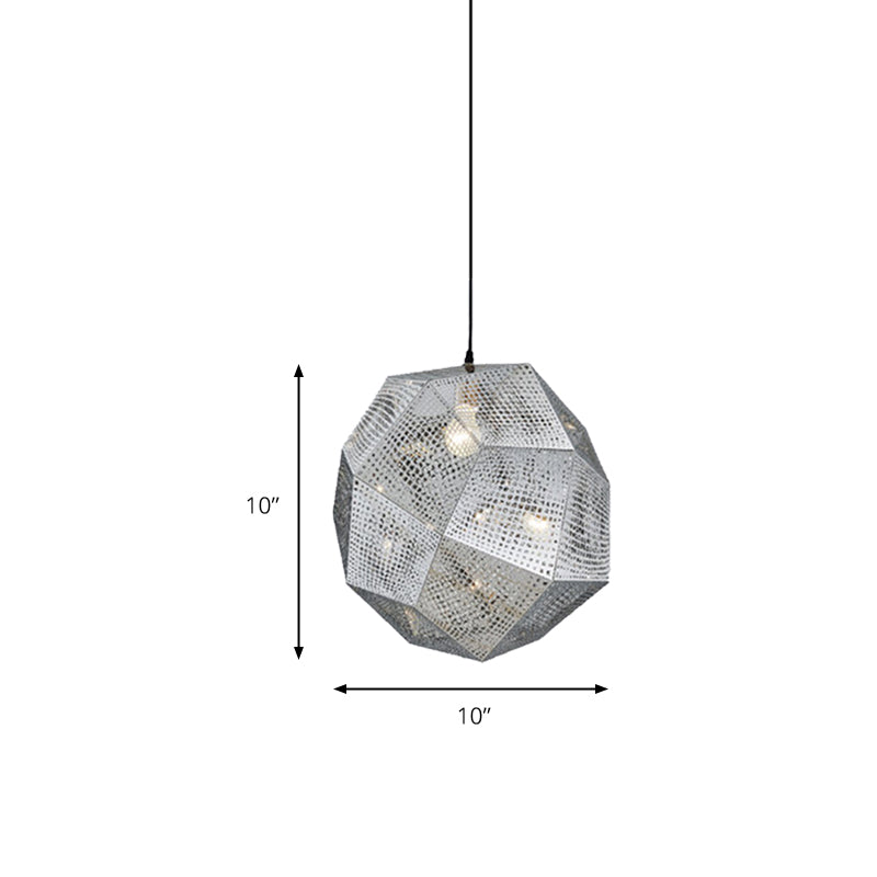 10"/12.5"/19"W Faceted Globe Pendant Lighting Contemporary Metal 1 Light Sliver/Gold/Rose Gold Hanging Ceiling Light Clearhalo 'Ceiling Lights' 'Modern Pendants' 'Modern' 'Pendant Lights' 'Pendants' Lighting' 172042