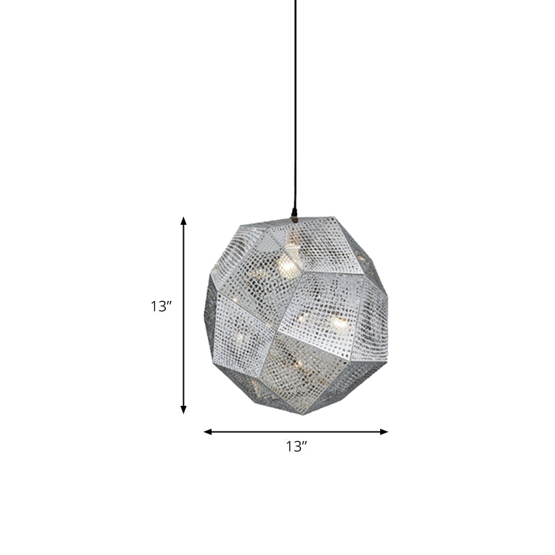 10"/12.5"/19"W Faceted Globe Pendant Lighting Contemporary Metal 1 Light Sliver/Gold/Rose Gold Hanging Ceiling Light Clearhalo 'Ceiling Lights' 'Modern Pendants' 'Modern' 'Pendant Lights' 'Pendants' Lighting' 172043