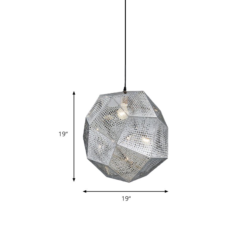 10"/12.5"/19"W Faceted Globe Pendant Lighting Contemporary Metal 1 Light Sliver/Gold/Rose Gold Hanging Ceiling Light Clearhalo 'Ceiling Lights' 'Modern Pendants' 'Modern' 'Pendant Lights' 'Pendants' Lighting' 172044