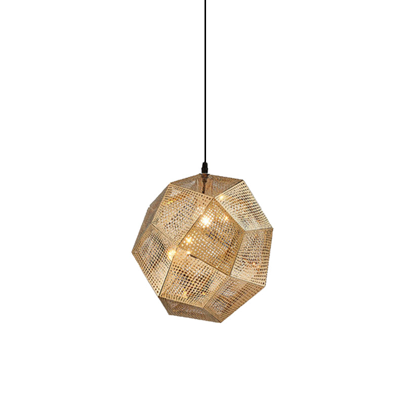 10"/12.5"/19"W Faceted Globe Pendant Lighting Contemporary Metal 1 Light Sliver/Gold/Rose Gold Hanging Ceiling Light Clearhalo 'Ceiling Lights' 'Modern Pendants' 'Modern' 'Pendant Lights' 'Pendants' Lighting' 172047