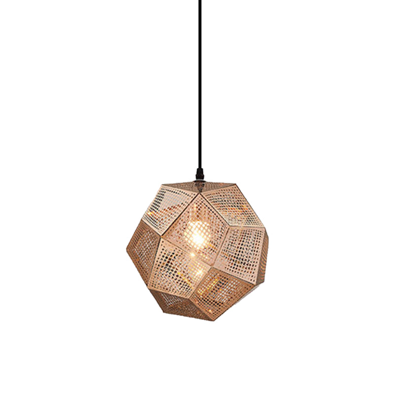 10"/12.5"/19"W Faceted Globe Pendant Lighting Contemporary Metal 1 Light Sliver/Gold/Rose Gold Hanging Ceiling Light Clearhalo 'Ceiling Lights' 'Modern Pendants' 'Modern' 'Pendant Lights' 'Pendants' Lighting' 172050