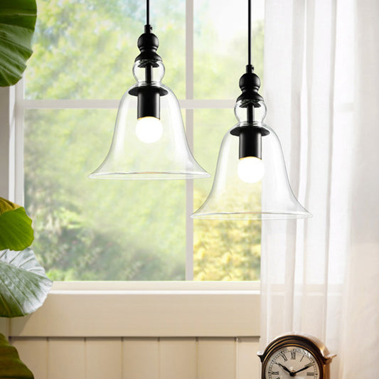 Bell Ceiling Pendant Light Contemporary Glass 1 Light Black Hanging Ceiling Light Black Clearhalo 'Ceiling Lights' 'Glass shade' 'Glass' 'Modern Pendants' 'Modern' 'Pendant Lights' 'Pendants' Lighting' 172091