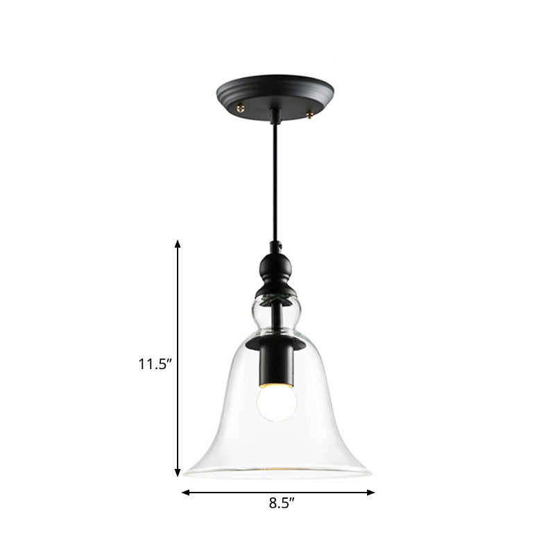 Bell Ceiling Pendant Light Contemporary Glass 1 Light Black Hanging Ceiling Light Clearhalo 'Ceiling Lights' 'Glass shade' 'Glass' 'Modern Pendants' 'Modern' 'Pendant Lights' 'Pendants' Lighting' 172094