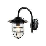 1 Bulb Caged Wall Mounted Light Fixture Coastal Black/Nickel Clear Glass Lighting for Living Room Black Clearhalo 'Art deco wall lights' 'Cast Iron' 'Glass' 'Industrial wall lights' 'Industrial' 'Middle century wall lights' 'Modern' 'Rustic wall lights' 'Tiffany' 'Traditional wall lights' 'Wall Lamps & Sconces' 'Wall Lights' Lighting' 172098