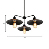 Black 3/5 Lights Chandelier Lighting Vintage Industrial Metallic Round Shade Pendant Light with Hanging Rod Clearhalo 'Cast Iron' 'Ceiling Lights' 'Chandeliers' 'Industrial Chandeliers' 'Industrial' 'Metal' 'Middle Century Chandeliers' 'Rustic Chandeliers' 'Tiffany' Lighting' 172181