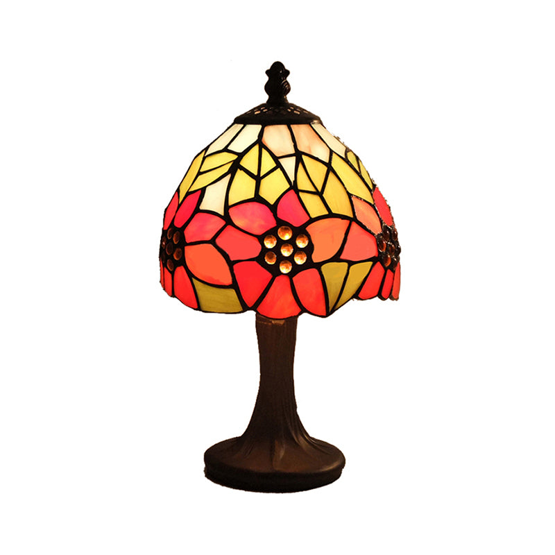 1 Light Art Deco Table Lighting with Shade Stained Glass Sunflower Standing Table Light Clearhalo 'Lamps' 'Table Lamps' Lighting' 172262