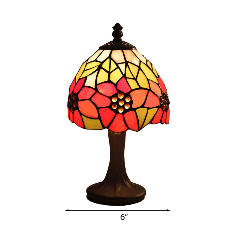 1 Light Art Deco Table Lighting with Shade Stained Glass Sunflower Standing Table Light Clearhalo 'Lamps' 'Table Lamps' Lighting' 172263