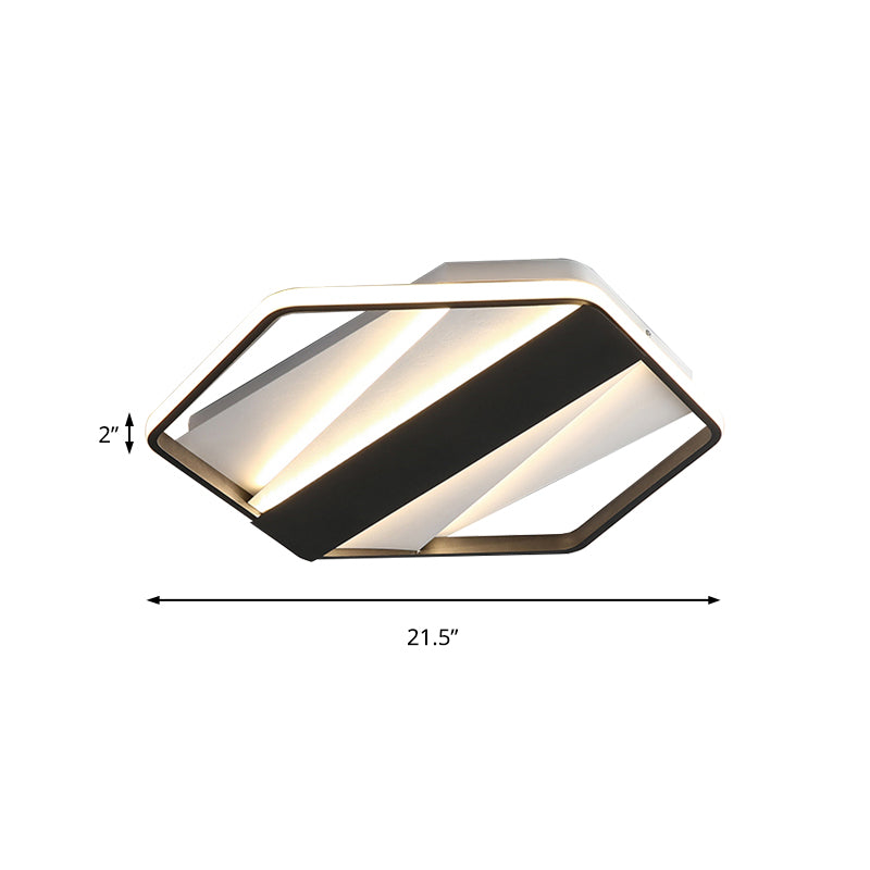 Rectangle and Hexagon Flush Ceiling Light Modern Acrylic LED Ceiling Lamp in Black for Hotel Clearhalo 'Ceiling Lights' 'Close To Ceiling Lights' 'Close to ceiling' 'Flush mount' Lighting' 172299