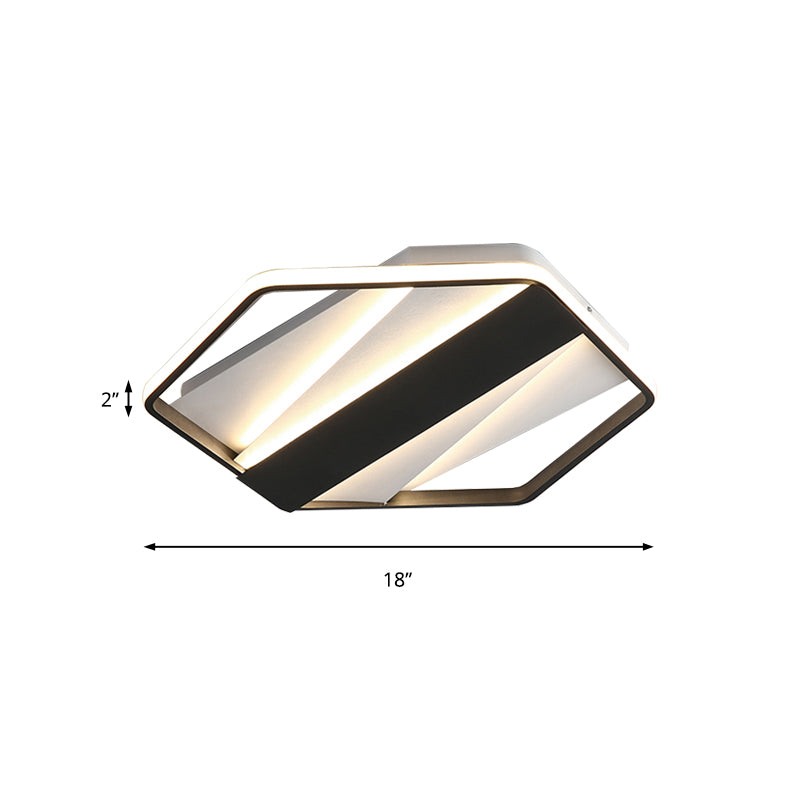 Rectangle and Hexagon Flush Ceiling Light Modern Acrylic LED Ceiling Lamp in Black for Hotel Clearhalo 'Ceiling Lights' 'Close To Ceiling Lights' 'Close to ceiling' 'Flush mount' Lighting' 172300