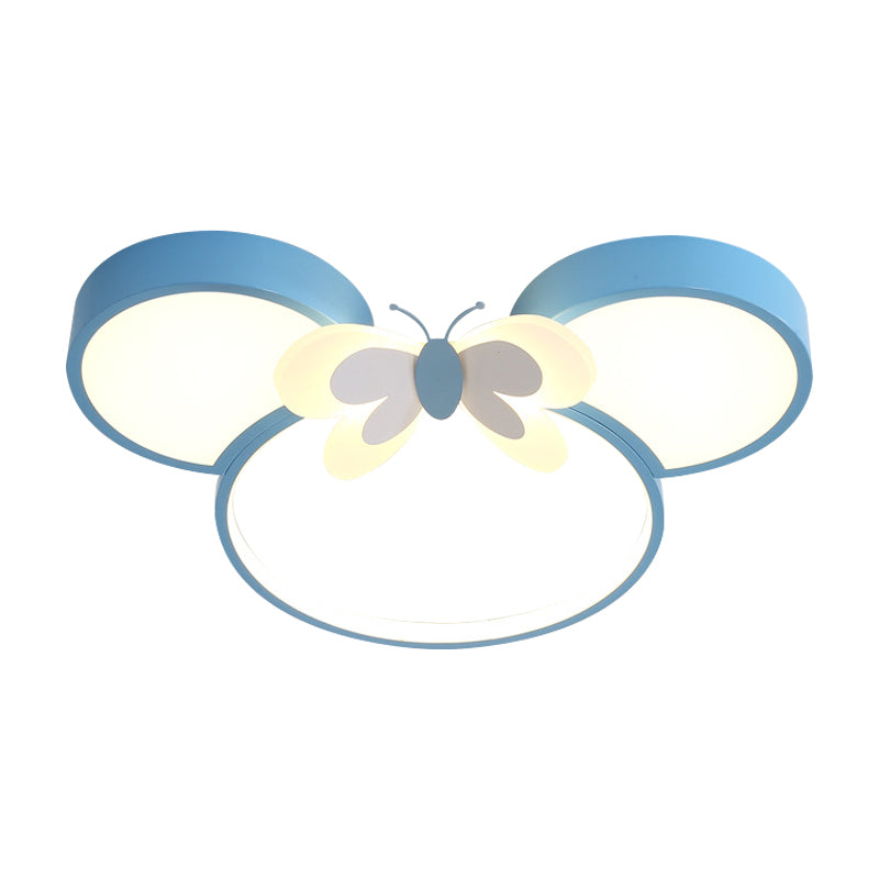 Mouse Head and Butterfly Ceiling Flush Kids Style Acrylic LED Pink/Yellow/Blue Flush Mount Lighting Clearhalo 'Ceiling Lights' 'Close To Ceiling Lights' 'Close to ceiling' 'Flush mount' Lighting' 1723006