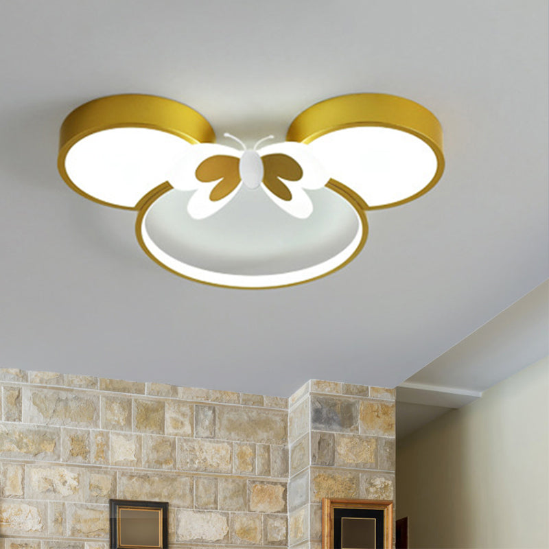 Mouse Head and Butterfly Ceiling Flush Kids Style Acrylic LED Pink/Yellow/Blue Flush Mount Lighting Clearhalo 'Ceiling Lights' 'Close To Ceiling Lights' 'Close to ceiling' 'Flush mount' Lighting' 1723008