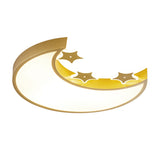 Kids LED Flush Mount Light Fixture White/Yellow Crescent and Star Ceiling Lamp with Acrylic Shade Clearhalo 'Ceiling Lights' 'Close To Ceiling Lights' 'Close to ceiling' 'Flush mount' Lighting' 1723013