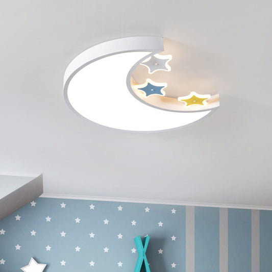 Kids LED Flush Mount Light Fixture White/Yellow Crescent and Star Ceiling Lamp with Acrylic Shade Clearhalo 'Ceiling Lights' 'Close To Ceiling Lights' 'Close to ceiling' 'Flush mount' Lighting' 1723016