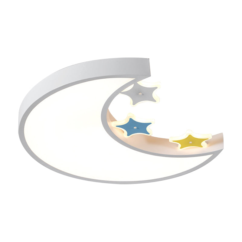 Kids LED Flush Mount Light Fixture White/Yellow Crescent and Star Ceiling Lamp with Acrylic Shade Clearhalo 'Ceiling Lights' 'Close To Ceiling Lights' 'Close to ceiling' 'Flush mount' Lighting' 1723017