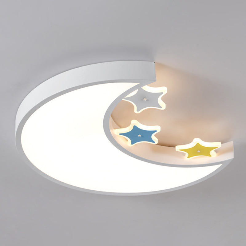 Kids LED Flush Mount Light Fixture White/Yellow Crescent and Star Ceiling Lamp with Acrylic Shade Clearhalo 'Ceiling Lights' 'Close To Ceiling Lights' 'Close to ceiling' 'Flush mount' Lighting' 1723018