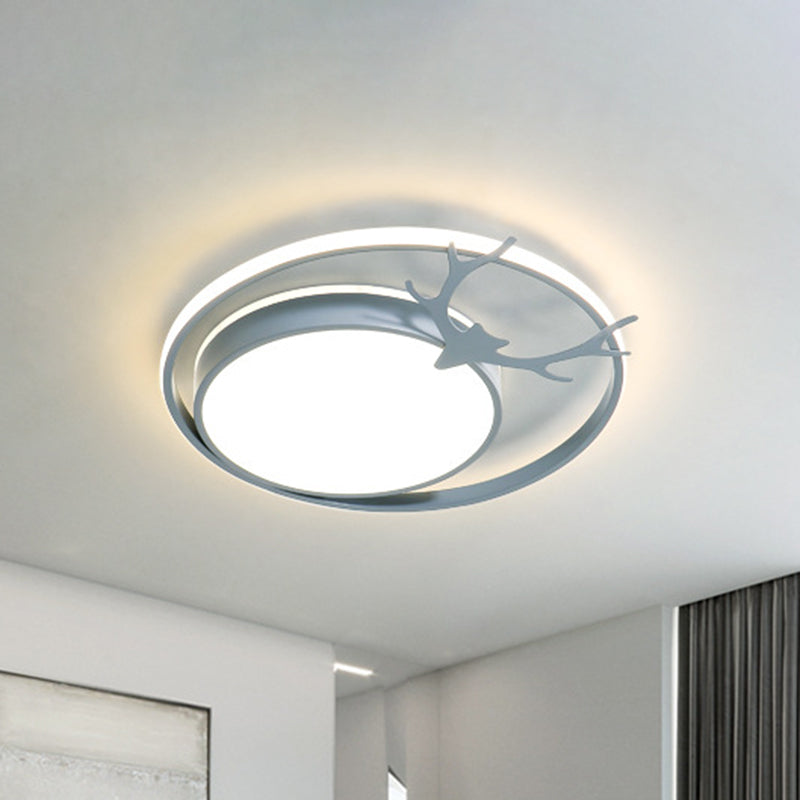 Grey/Gold LED Round Flush Lamp Fixture Modernist Acrylic Ceiling Mounted Light with Antler Design Clearhalo 'Ceiling Lights' 'Close To Ceiling Lights' 'Close to ceiling' 'Flush mount' Lighting' 1723032