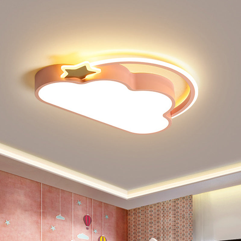 Cloud and Star Ceiling Mounted Fixture Simple Pink/Gold LED Flush Light for Children Bedroom Clearhalo 'Ceiling Lights' 'Close To Ceiling Lights' 'Close to ceiling' 'Flush mount' Lighting' 1723040