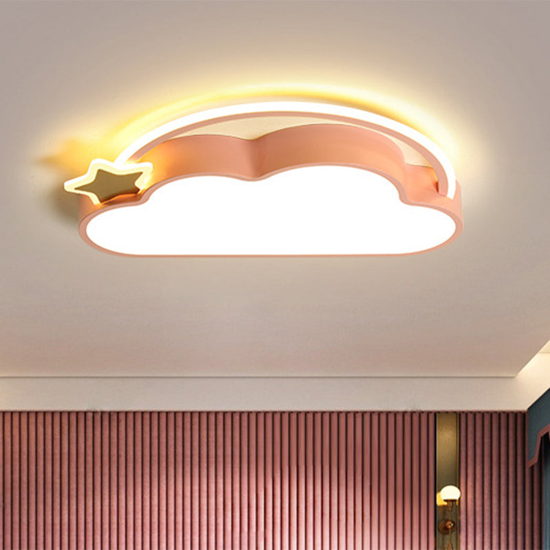 Cloud and Star Ceiling Mounted Fixture Simple Pink/Gold LED Flush Light for Children Bedroom Clearhalo 'Ceiling Lights' 'Close To Ceiling Lights' 'Close to ceiling' 'Flush mount' Lighting' 1723041