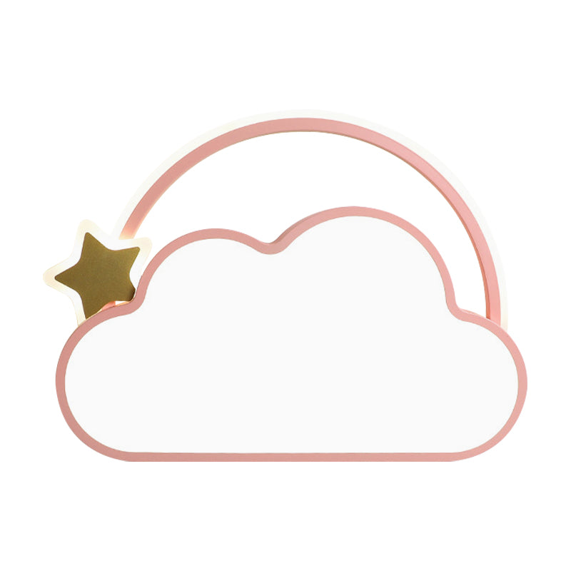 Cloud and Star Ceiling Mounted Fixture Simple Pink/Gold LED Flush Light for Children Bedroom Clearhalo 'Ceiling Lights' 'Close To Ceiling Lights' 'Close to ceiling' 'Flush mount' Lighting' 1723042