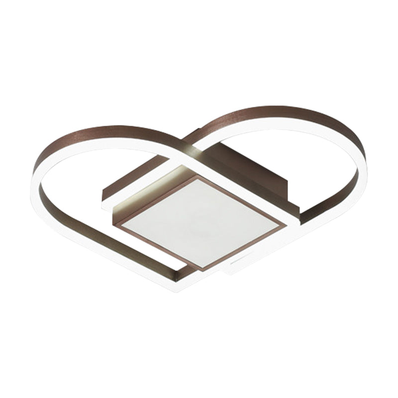 Loving Heart Bedroom Ceiling Lighting Acrylic LED Nordic Flush Mount Fixture in Gold/Coffee, Warm/White Light Clearhalo 'Ceiling Lights' 'Close To Ceiling Lights' 'Close to ceiling' 'Flush mount' Lighting' 1723066