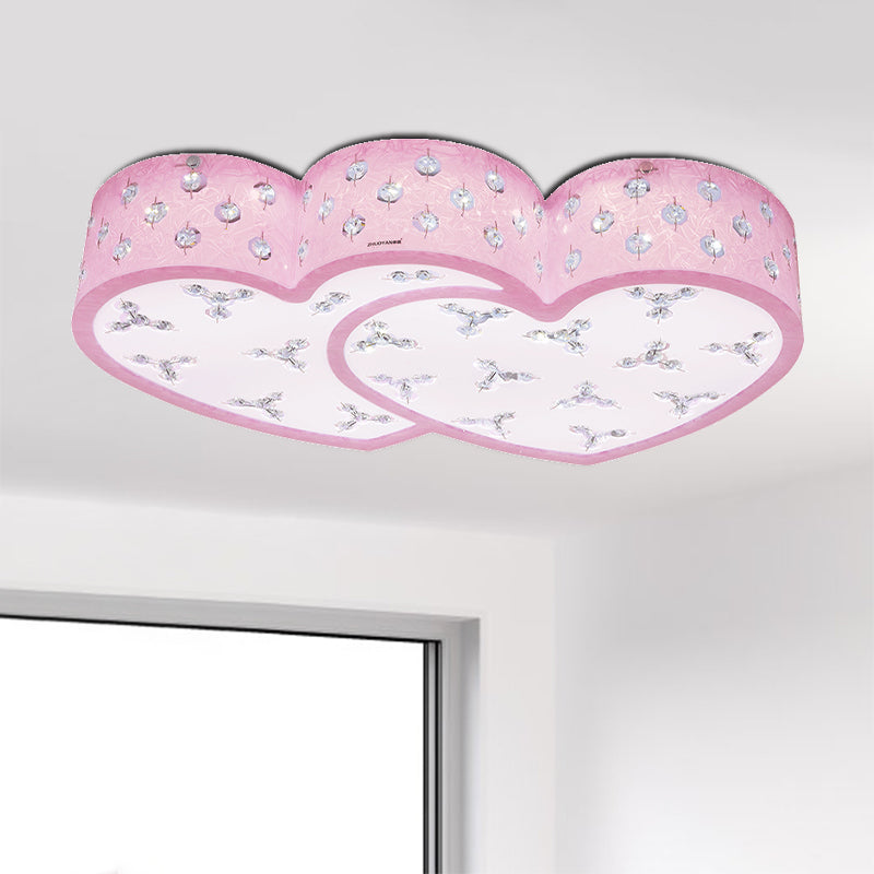 Modernism LED Flush Lamp Pink Loving Heart Ceiling Mounted Fixture with Acrylic Shade Pink Clearhalo 'Ceiling Lights' 'Close To Ceiling Lights' 'Close to ceiling' 'Flush mount' Lighting' 1723075