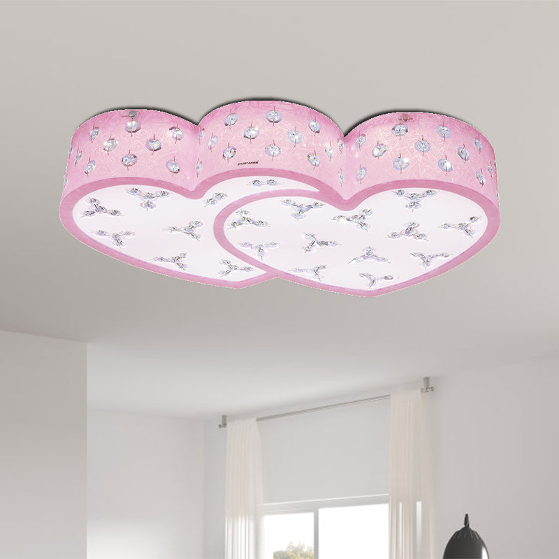 Modernism LED Flush Lamp Pink Loving Heart Ceiling Mounted Fixture with Acrylic Shade Clearhalo 'Ceiling Lights' 'Close To Ceiling Lights' 'Close to ceiling' 'Flush mount' Lighting' 1723076