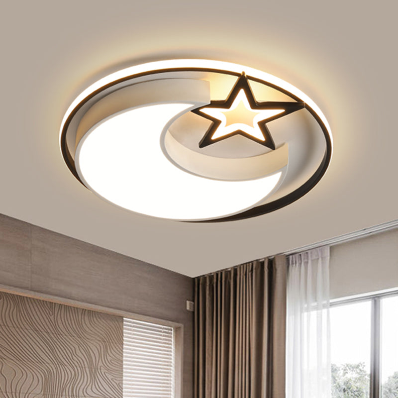 Moon and Star Bedroom Flush Light Acrylic LED Contemporary Ceiling Mounted Fixture in Black Clearhalo 'Ceiling Lights' 'Close To Ceiling Lights' 'Close to ceiling' 'Flush mount' Lighting' 1723104