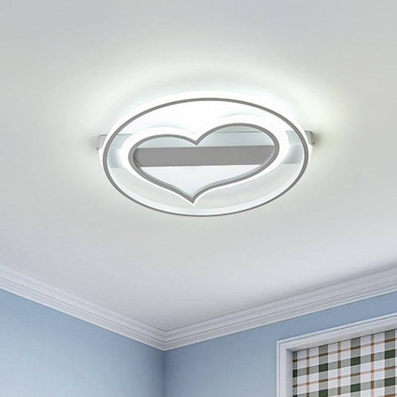 Ring and Loving Heart Ceiling Lamp Acrylic Coffee/White LED Flushmount Lighting in Warm/White Light Clearhalo 'Ceiling Lights' 'Close To Ceiling Lights' 'Close to ceiling' 'Flush mount' Lighting' 1723112