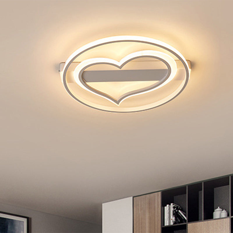 Ring and Loving Heart Ceiling Lamp Acrylic Coffee/White LED Flushmount Lighting in Warm/White Light Clearhalo 'Ceiling Lights' 'Close To Ceiling Lights' 'Close to ceiling' 'Flush mount' Lighting' 1723113