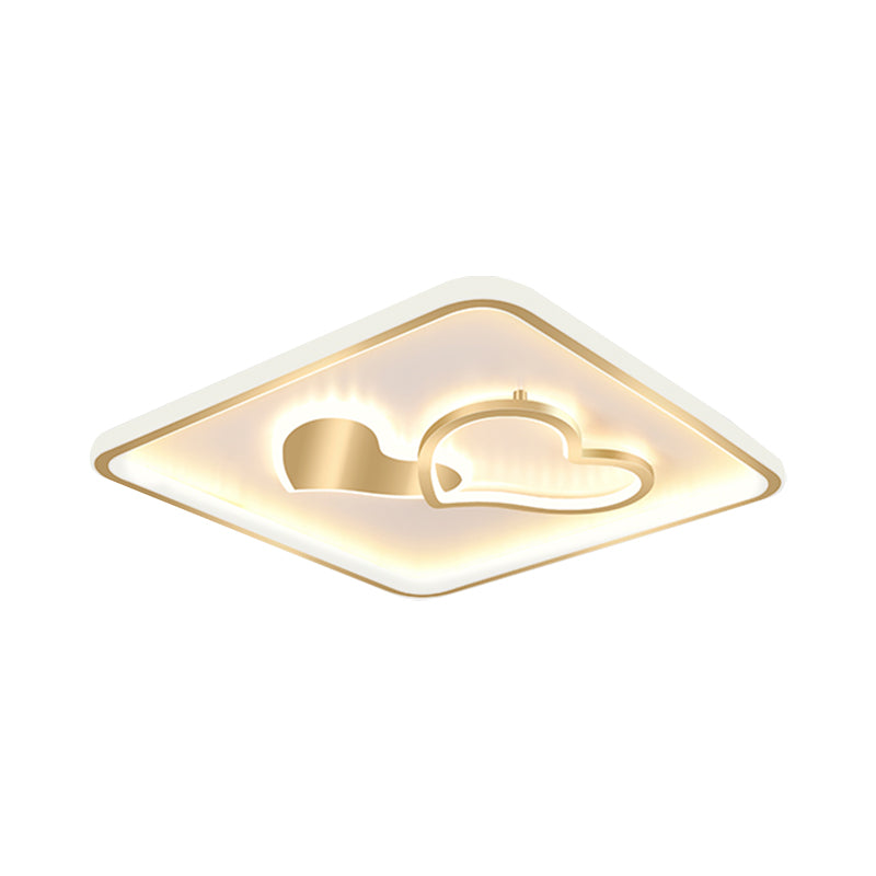 Acrylic Square Ceiling Lighting Simplicity 16"/19.5" Width LED Flush Mount Lamp Fixture in Gold Clearhalo 'Ceiling Lights' 'Close To Ceiling Lights' 'Close to ceiling' 'Flush mount' Lighting' 1723122