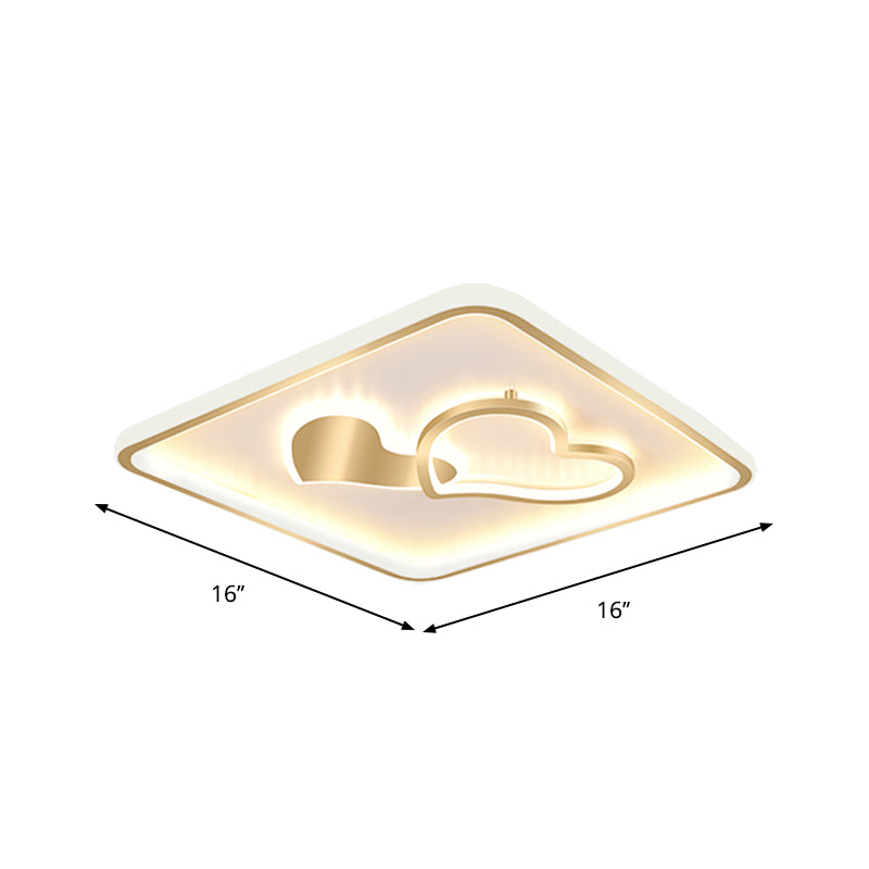 Acrylic Square Ceiling Lighting Simplicity 16"/19.5" Width LED Flush Mount Lamp Fixture in Gold Clearhalo 'Ceiling Lights' 'Close To Ceiling Lights' 'Close to ceiling' 'Flush mount' Lighting' 1723123