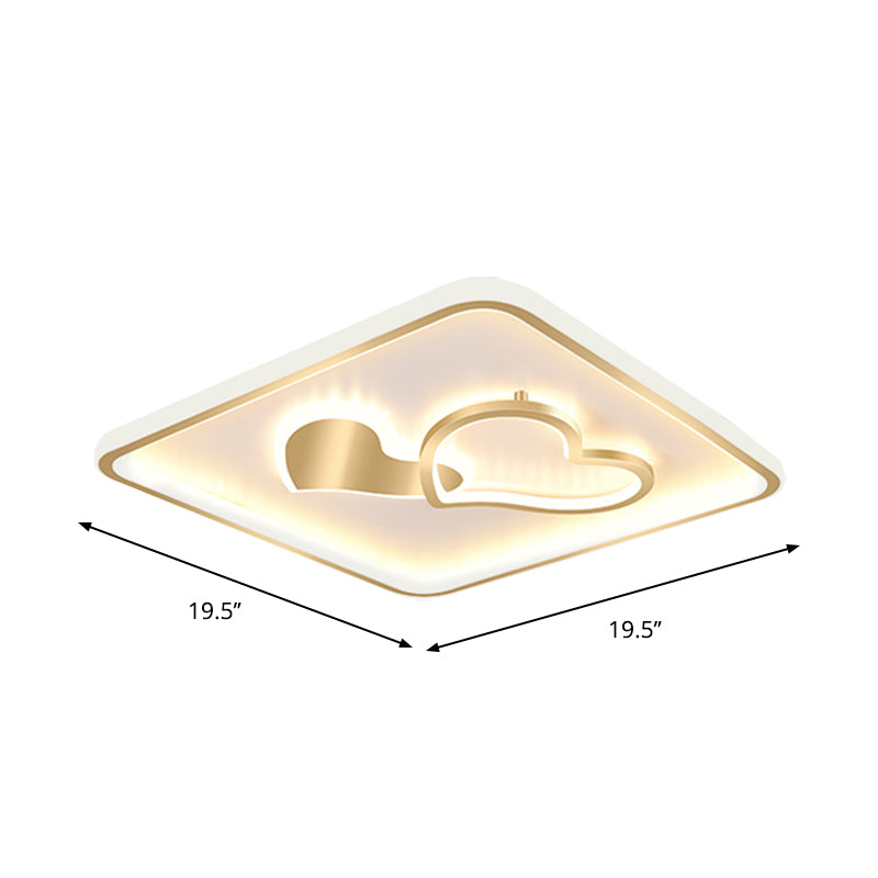 Acrylic Square Ceiling Lighting Simplicity 16"/19.5" Width LED Flush Mount Lamp Fixture in Gold Clearhalo 'Ceiling Lights' 'Close To Ceiling Lights' 'Close to ceiling' 'Flush mount' Lighting' 1723124