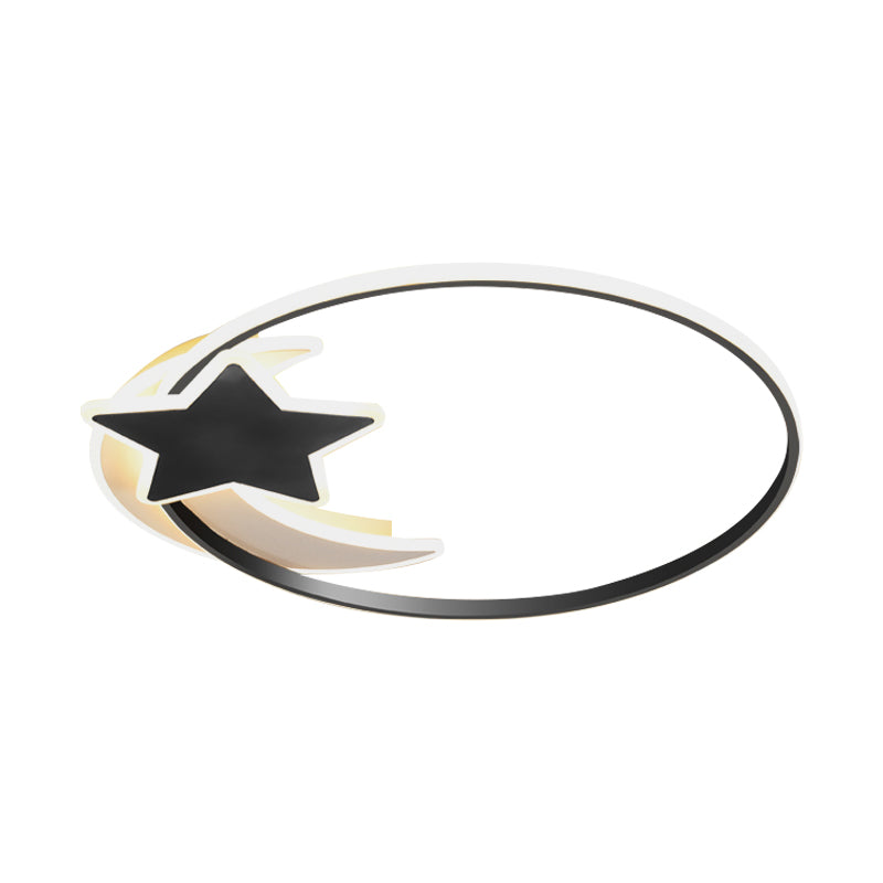 Black LED Star and Moon Ceiling Flush Scandinavian Acrylic Flush Lighting Fixture Clearhalo 'Ceiling Lights' 'Close To Ceiling Lights' 'Close to ceiling' 'Flush mount' Lighting' 1723131