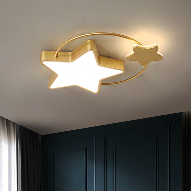 Star Metallic Flush Light Fixture Modern LED Gold Ceiling Flush Mount for Sleeping Room Gold Clearhalo 'Ceiling Lights' 'Close To Ceiling Lights' 'Close to ceiling' 'Flush mount' Lighting' 1723133