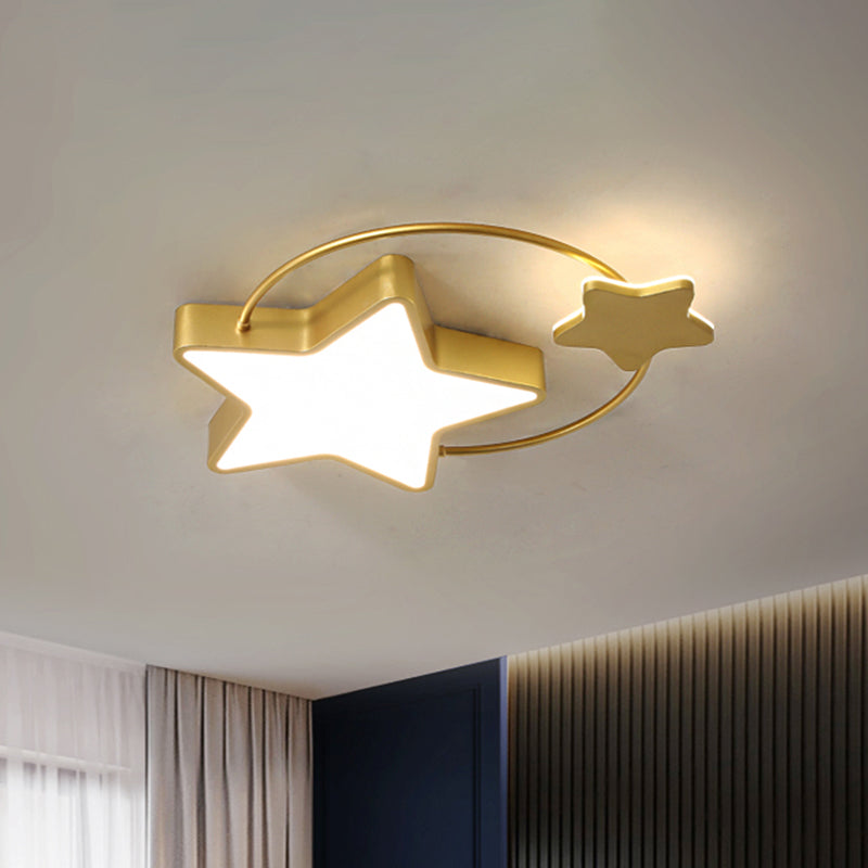 Star Metallic Flush Light Fixture Modern LED Gold Ceiling Flush Mount for Sleeping Room Clearhalo 'Ceiling Lights' 'Close To Ceiling Lights' 'Close to ceiling' 'Flush mount' Lighting' 1723134