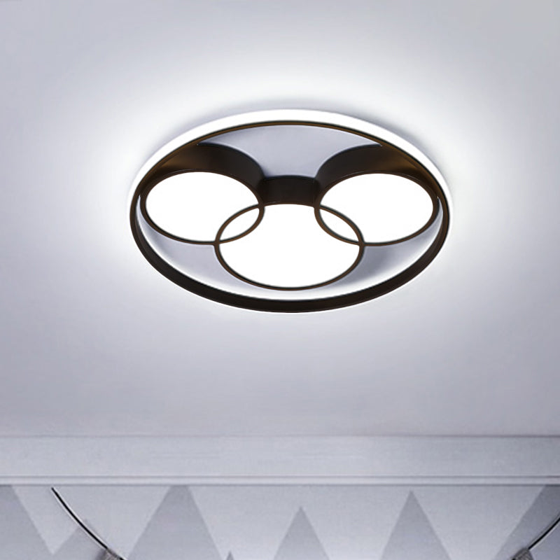 Circular Parlor Close to Ceiling Lamp Acrylic LED Minimalist Flush Mount Lighting in Black Black Clearhalo 'Ceiling Lights' 'Close To Ceiling Lights' 'Close to ceiling' 'Flush mount' Lighting' 1723145