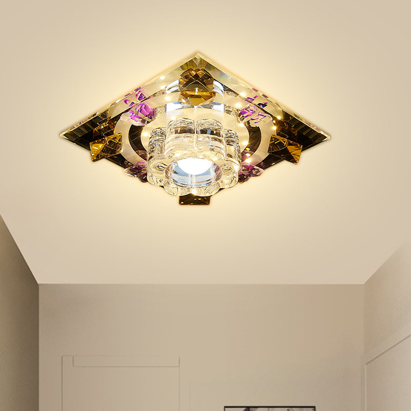 Modern Flower Flush Mount Lighting Clear Crystal LED Corridor Close to Ceiling Lamp in Chrome Chrome Clearhalo 'Ceiling Lights' 'Close To Ceiling Lights' 'Close to ceiling' 'Flush mount' Lighting' 1723149