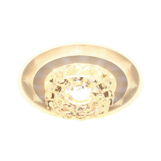 Beveled Crystal Round Ceiling Lighting Contemporary LED Flush Mount Lamp in Chrome Clearhalo 'Ceiling Lights' 'Close To Ceiling Lights' 'Close to ceiling' 'Flush mount' Lighting' 1723168