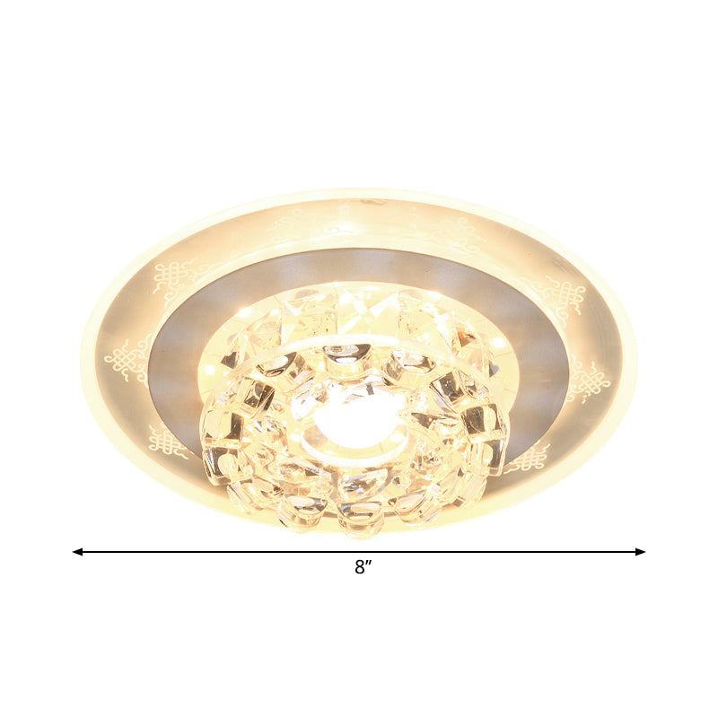 Beveled Crystal Round Ceiling Lighting Contemporary LED Flush Mount Lamp in Chrome Clearhalo 'Ceiling Lights' 'Close To Ceiling Lights' 'Close to ceiling' 'Flush mount' Lighting' 1723169