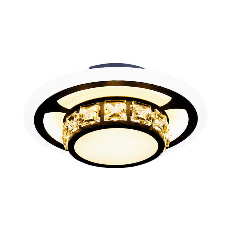 Round/Square Crystal Block Flush Mount Simplicity LED Black Close to Ceiling Lighting for Doorway Clearhalo 'Ceiling Lights' 'Close To Ceiling Lights' 'Close to ceiling' 'Flush mount' Lighting' 1723172