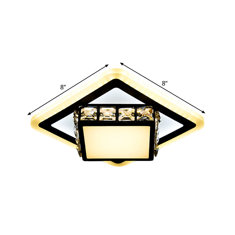 Round/Square Crystal Block Flush Mount Simplicity LED Black Close to Ceiling Lighting for Doorway Clearhalo 'Ceiling Lights' 'Close To Ceiling Lights' 'Close to ceiling' 'Flush mount' Lighting' 1723178