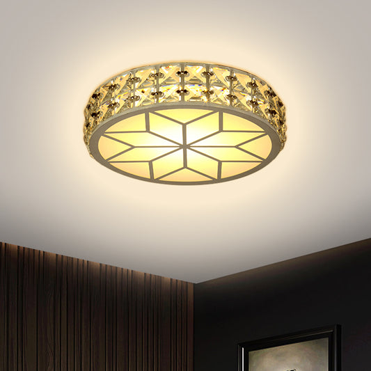 Crystal Block Circle Ceiling Light Modern Style 6.5"/8.5" Width LED Gold Flush Mount Lamp Fixture Gold Clearhalo 'Ceiling Lights' 'Close To Ceiling Lights' 'Close to ceiling' 'Flush mount' Lighting' 1723179