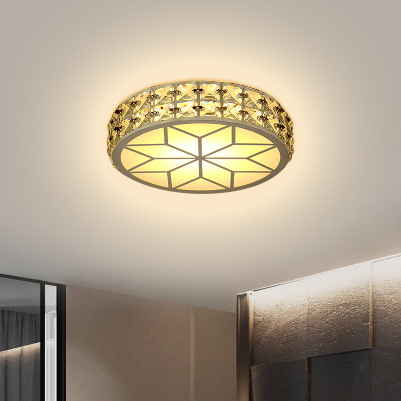 Crystal Block Circle Ceiling Light Modern Style 6.5"/8.5" Width LED Gold Flush Mount Lamp Fixture Clearhalo 'Ceiling Lights' 'Close To Ceiling Lights' 'Close to ceiling' 'Flush mount' Lighting' 1723180