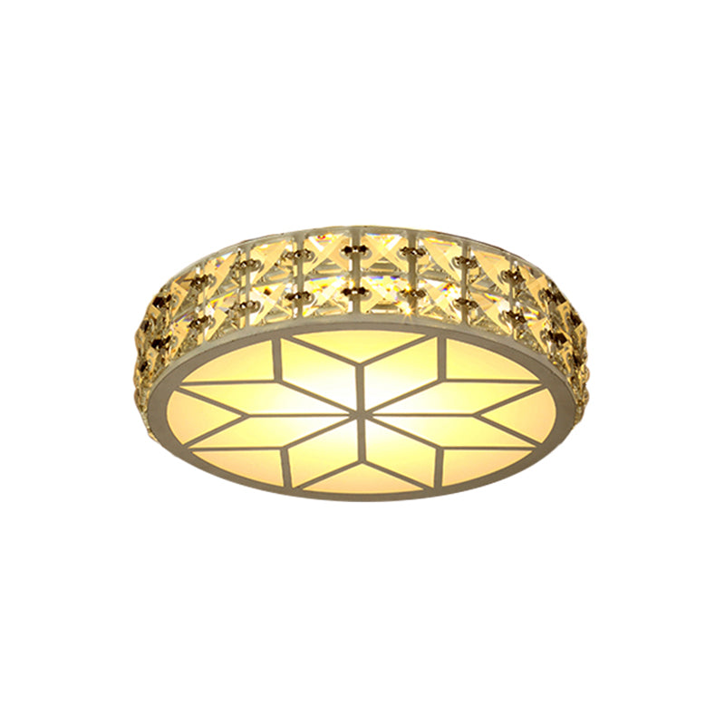 Crystal Block Circle Ceiling Light Modern Style 6.5"/8.5" Width LED Gold Flush Mount Lamp Fixture Clearhalo 'Ceiling Lights' 'Close To Ceiling Lights' 'Close to ceiling' 'Flush mount' Lighting' 1723181