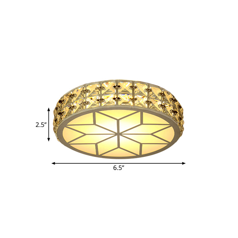 Crystal Block Circle Ceiling Light Modern Style 6.5"/8.5" Width LED Gold Flush Mount Lamp Fixture Clearhalo 'Ceiling Lights' 'Close To Ceiling Lights' 'Close to ceiling' 'Flush mount' Lighting' 1723182