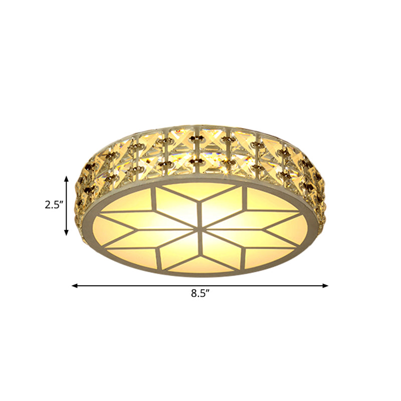 Crystal Block Circle Ceiling Light Modern Style 6.5"/8.5" Width LED Gold Flush Mount Lamp Fixture Clearhalo 'Ceiling Lights' 'Close To Ceiling Lights' 'Close to ceiling' 'Flush mount' Lighting' 1723183