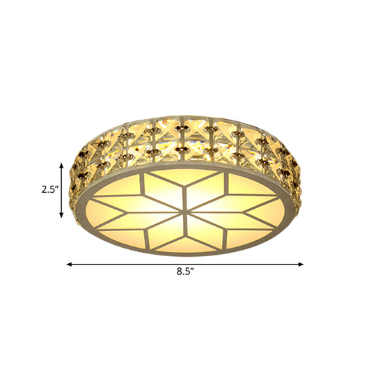 Crystal Block Circle Ceiling Light Modern Style 6.5"/8.5" Width LED Gold Flush Mount Lamp Fixture Clearhalo 'Ceiling Lights' 'Close To Ceiling Lights' 'Close to ceiling' 'Flush mount' Lighting' 1723183