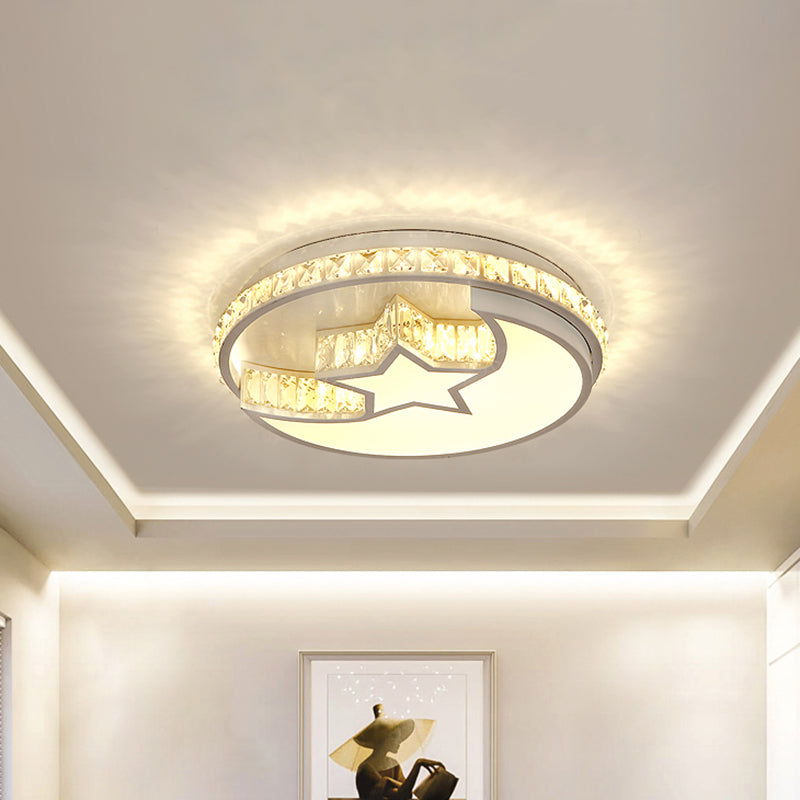 Star and Crescent Ceiling Lamp Simple Crystal Block LED Chrome Flush Mount Light Fixture Clearhalo 'Ceiling Lights' 'Close To Ceiling Lights' 'Close to ceiling' 'Flush mount' Lighting' 1723193